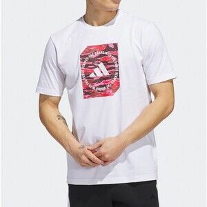 ADIDAS Camo Box Logo Men’s Size 2XLT Tall White T-Shirt Graphic Cotton Tee NEW